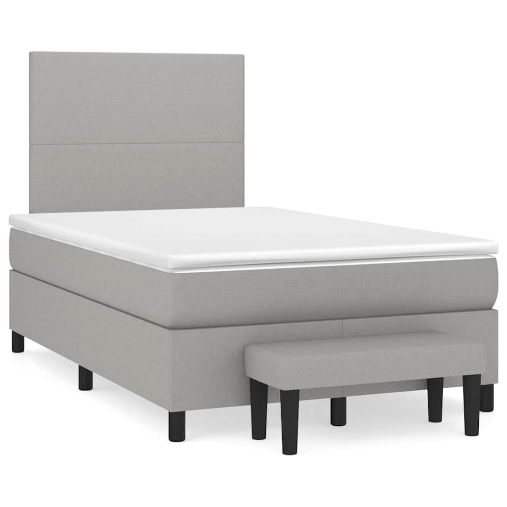 Sommier à lattes de lit et matelas gris clair 120x190 cm tissu - XIOS