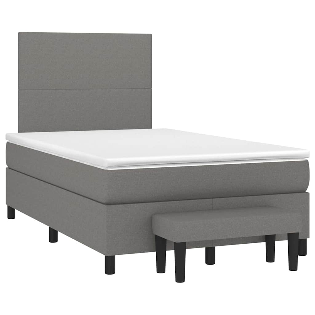 Sommier à lattes de lit et matelas marron foncé 120x190cm tissu - XIOS