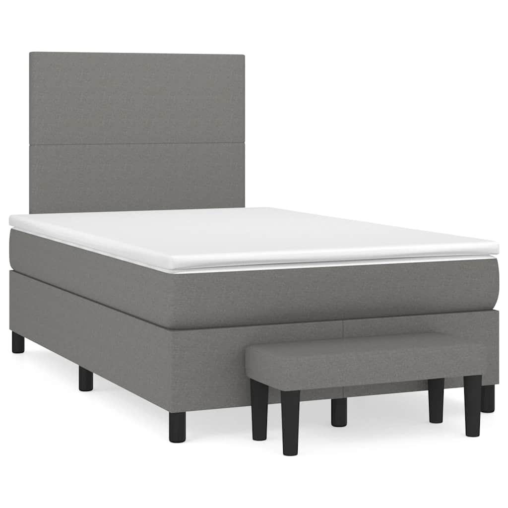 Sommier à lattes de lit et matelas marron foncé 120x190cm tissu - XIOS