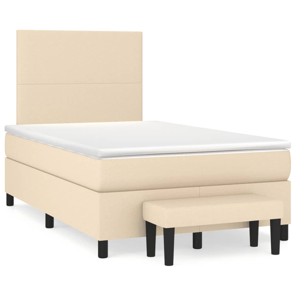 Sommier à lattes de lit avec matelas crème 120x190 cm tissu - XIOS