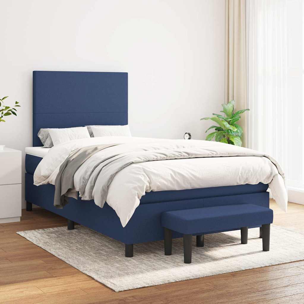 Sommier à lattes de lit avec matelas bleu 120x190 cm tissu - XIOS