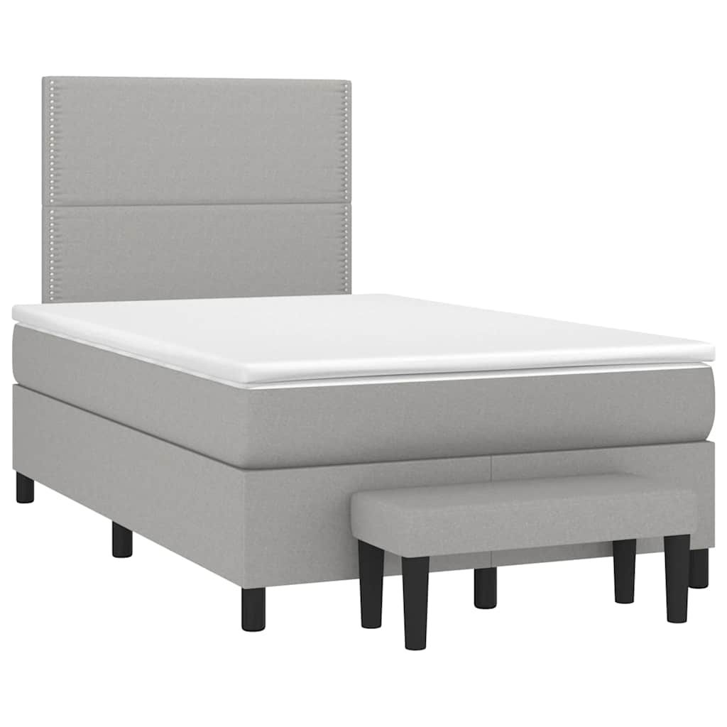 Sommier à lattes de lit et matelas gris clair 120x190 cm tissu - XIOS