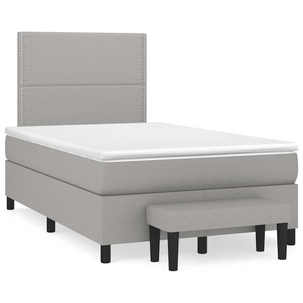 Sommier à lattes de lit et matelas gris clair 120x190 cm tissu - XIOS