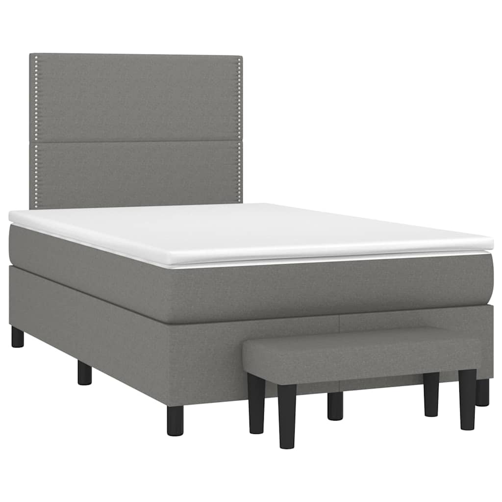 Sommier à lattes de lit avec matelas gris foncé 120x190cm tissu - XIOS
