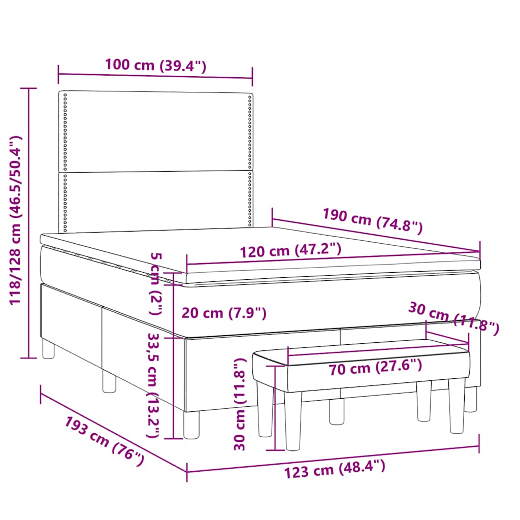 Sommier à lattes de lit avec matelas noir 120x190 cm tissu - XIOS