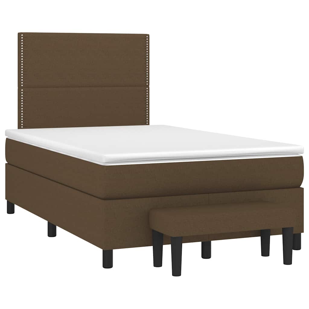 Sommier à lattes de lit et matelas marron foncé 120x190cm tissu - XIOS