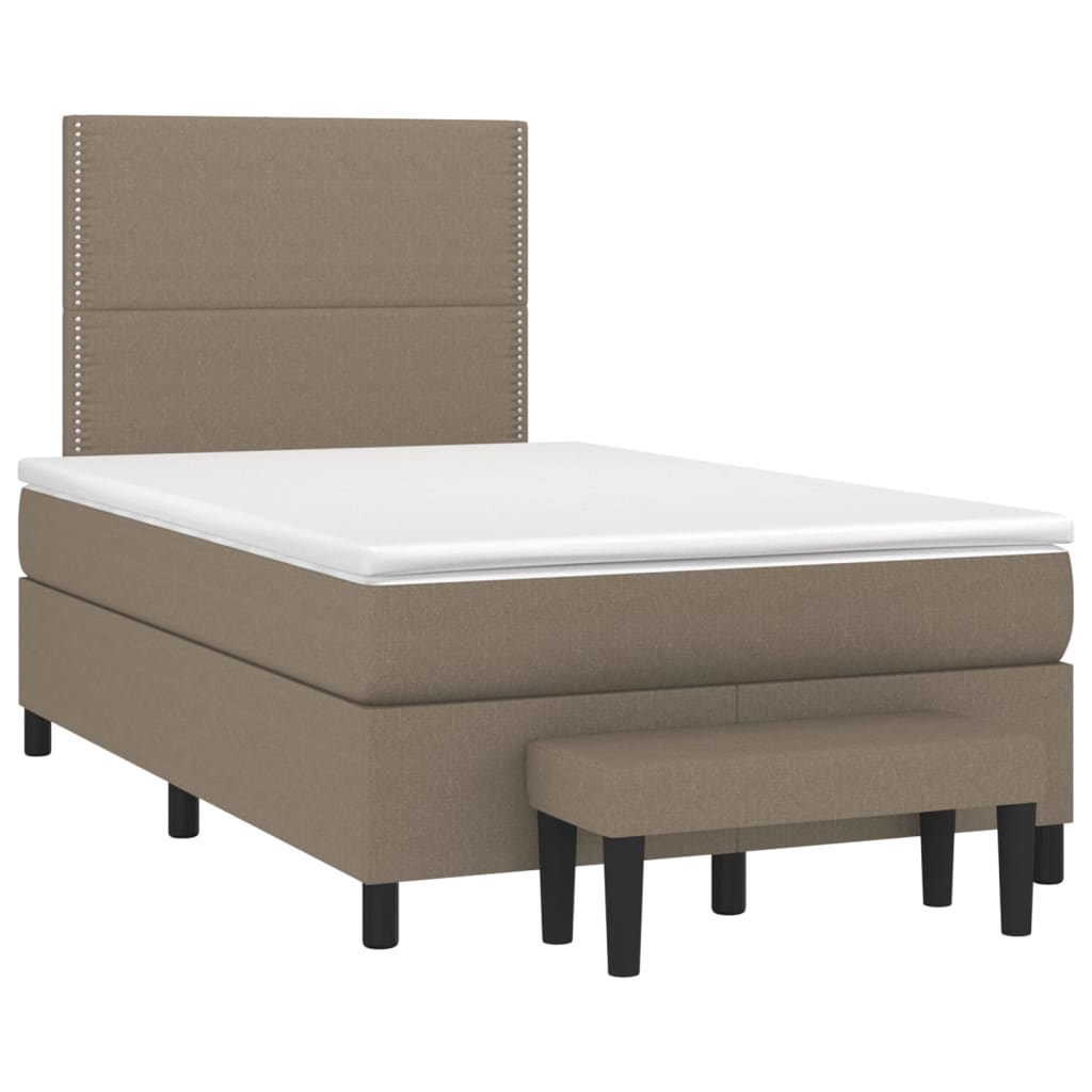 Sommier à lattes de lit avec matelas taupe 120x190 cm tissu - XIOS