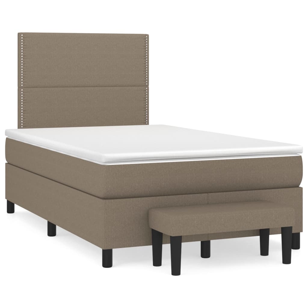 Sommier à lattes de lit avec matelas taupe 120x190 cm tissu - XIOS