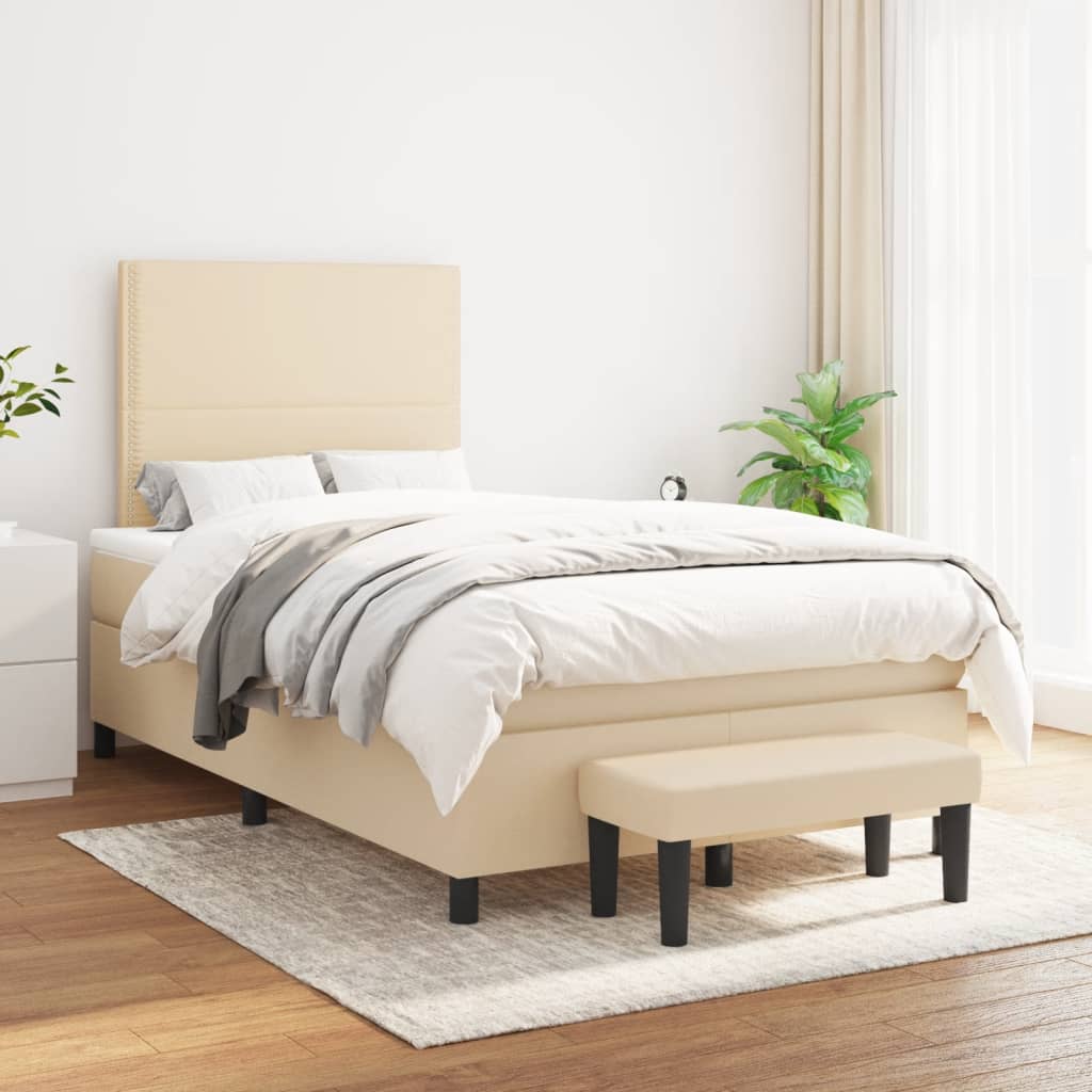 Sommier à lattes de lit avec matelas crème 120x190 cm tissu - XIOS
