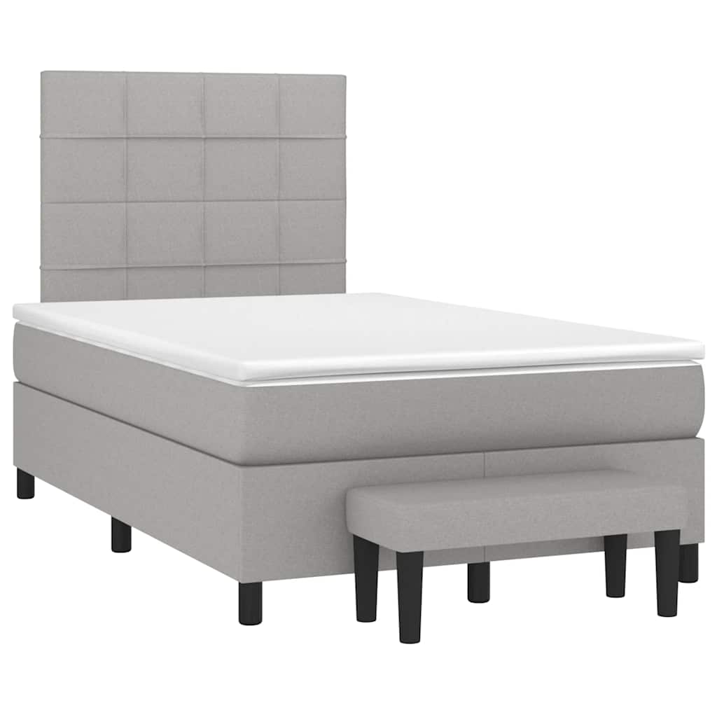 Sommier à lattes de lit et matelas gris clair 120x190 cm tissu - XIOS
