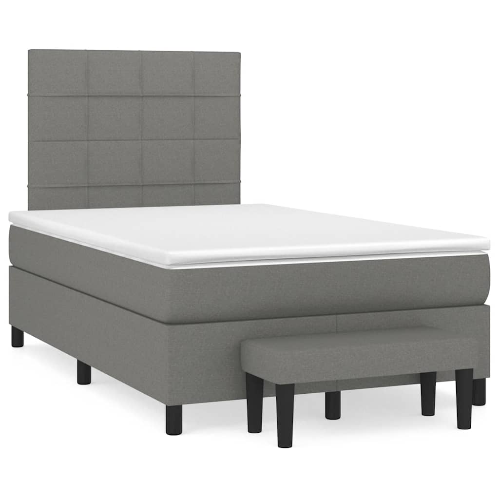 Sommier à lattes de lit avec matelas gris foncé 120x190cm tissu - XIOS