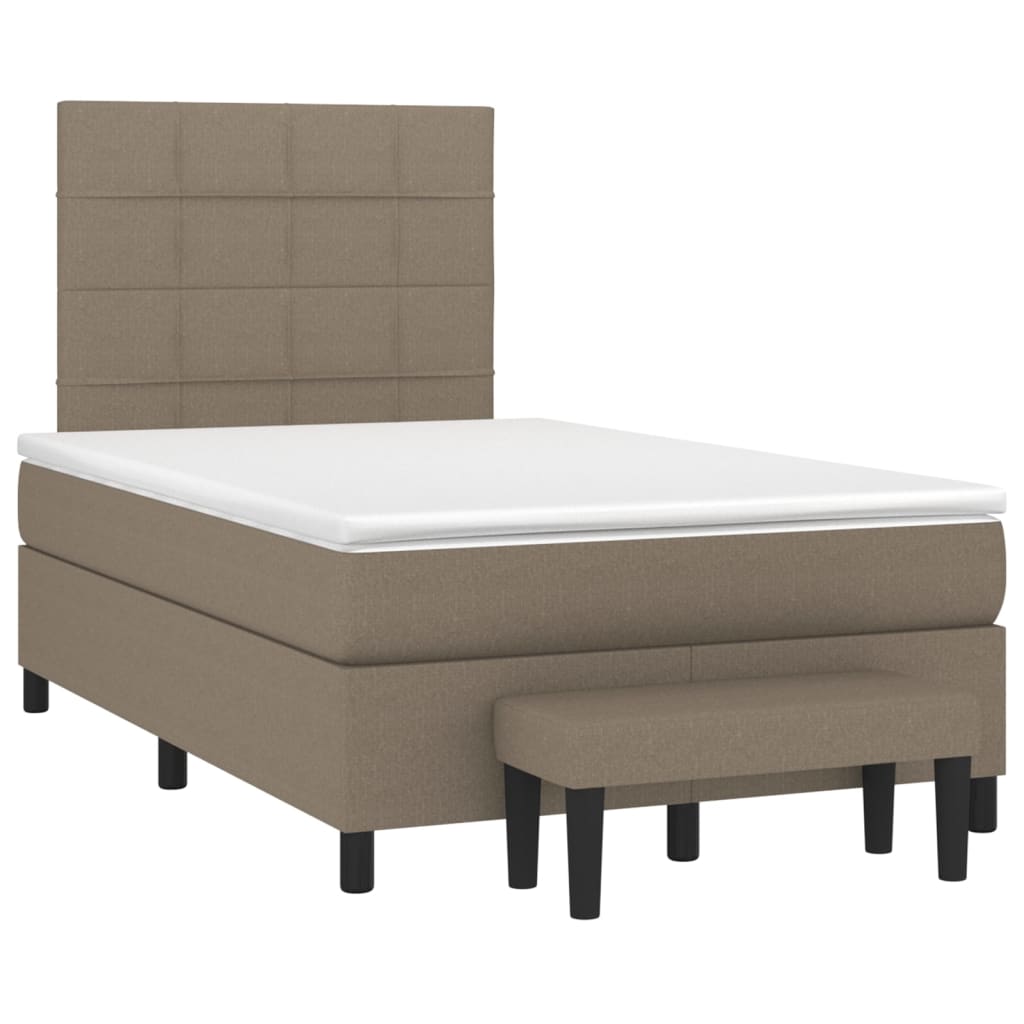 Sommier à lattes de lit avec matelas taupe 120x190 cm tissu - XIOS