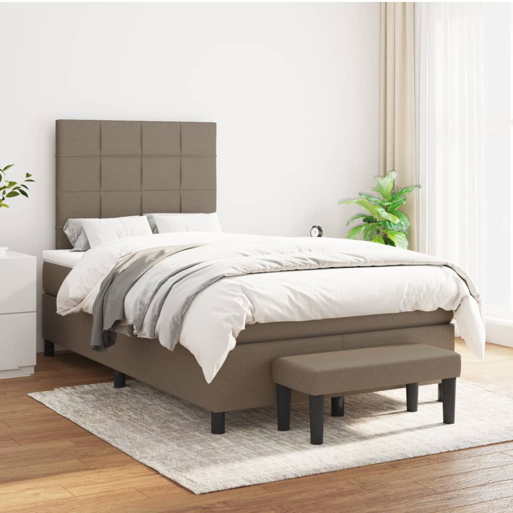 Sommier à lattes de lit avec matelas taupe 120x190 cm tissu - XIOS