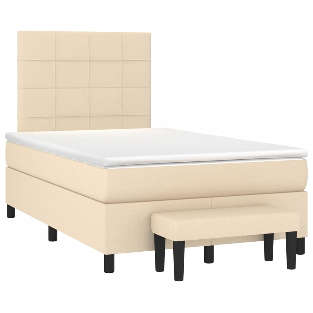 Sommier à lattes de lit avec matelas crème 120x190 cm tissu - XIOS