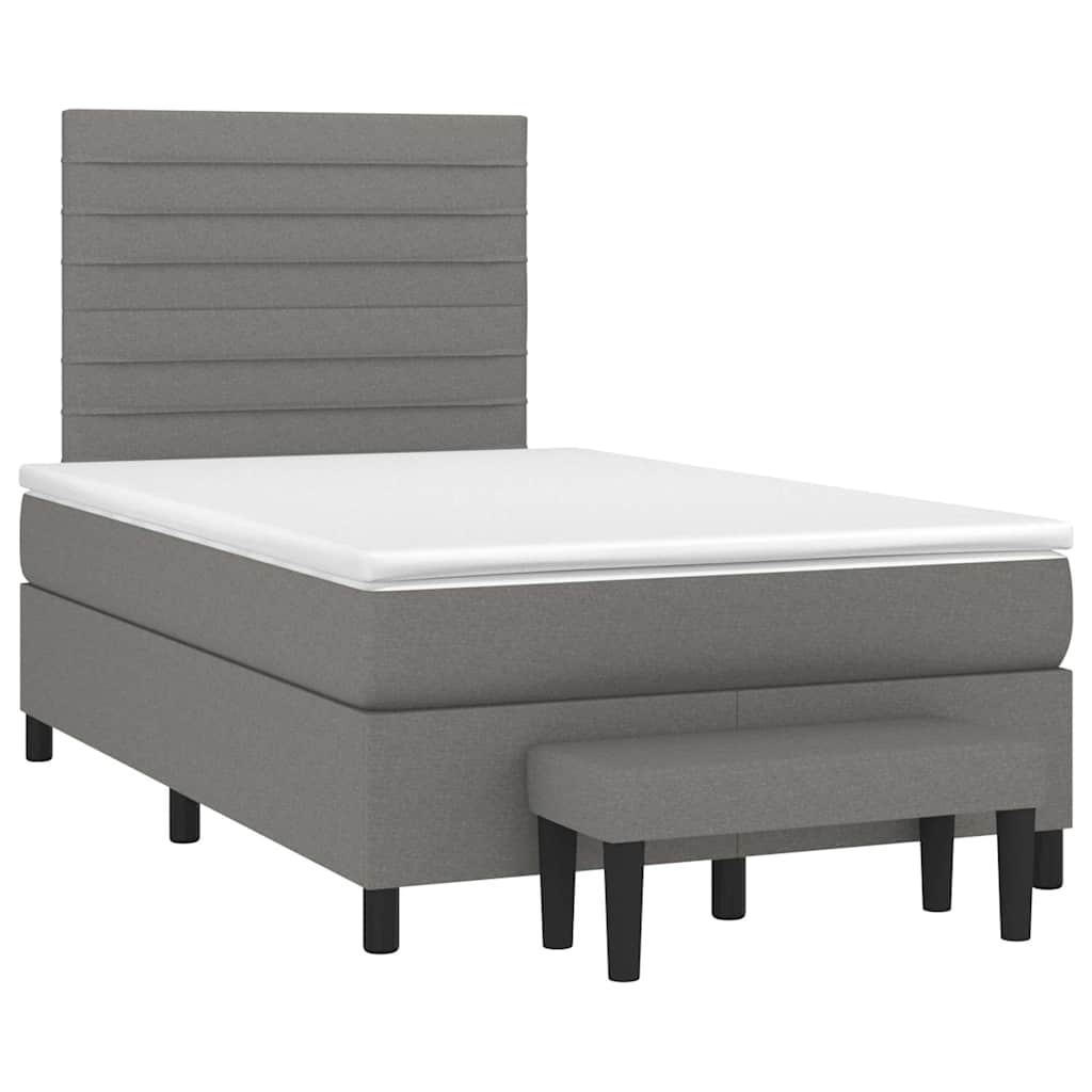 Sommier à lattes de lit avec matelas gris foncé 120x190cm tissu - XIOS