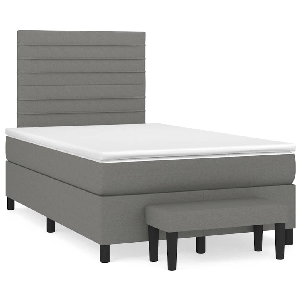 Sommier à lattes de lit avec matelas gris foncé 120x190cm tissu - XIOS