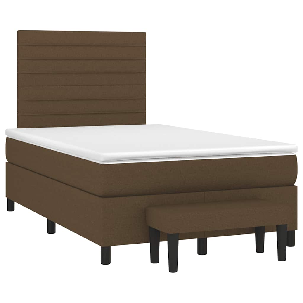 Sommier à lattes de lit et matelas marron foncé 120x190cm tissu - XIOS