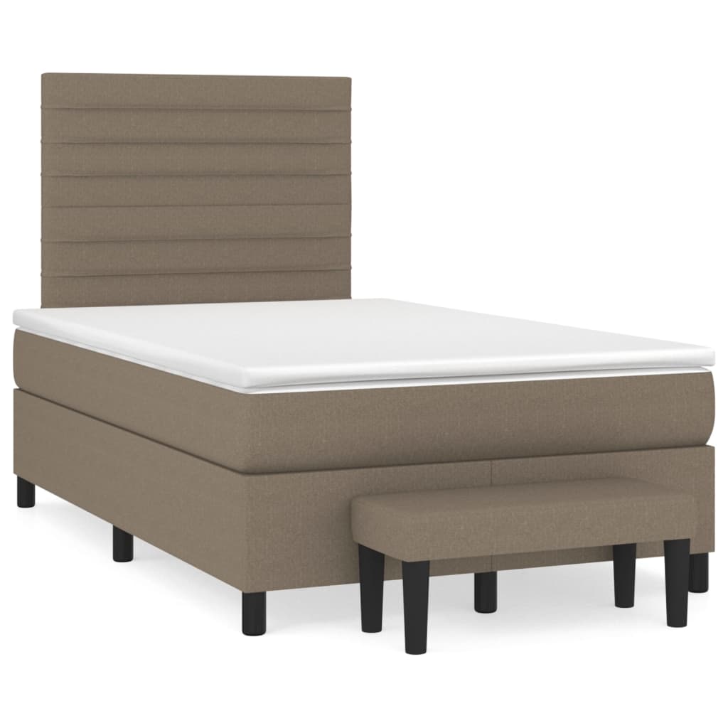 Sommier à lattes de lit avec matelas taupe 120x190 cm tissu - XIOS