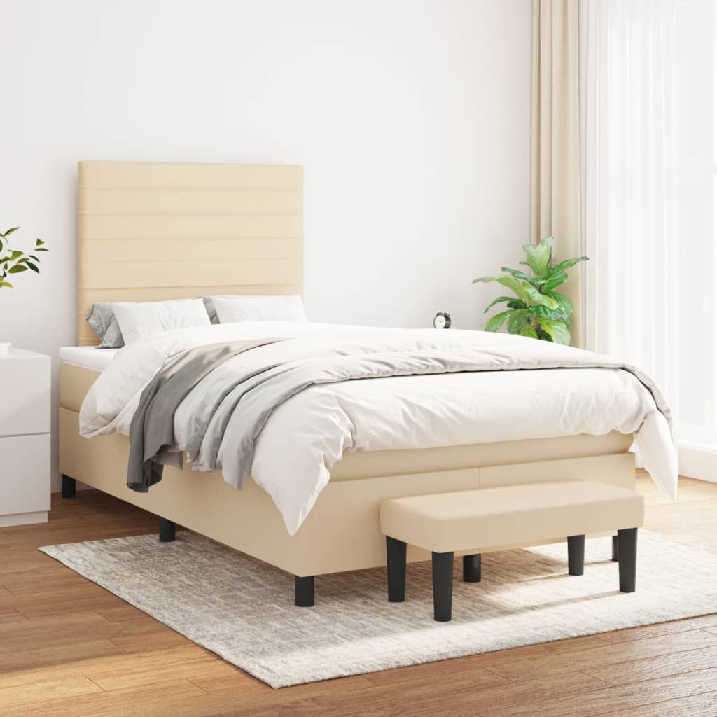 Sommier à lattes de lit avec matelas crème 120x190 cm tissu - XIOS
