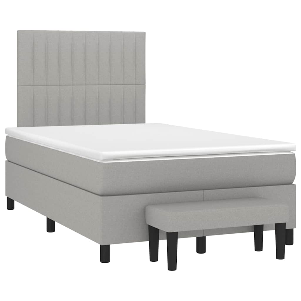 Sommier à lattes de lit et matelas gris clair 120x190 cm tissu - XIOS