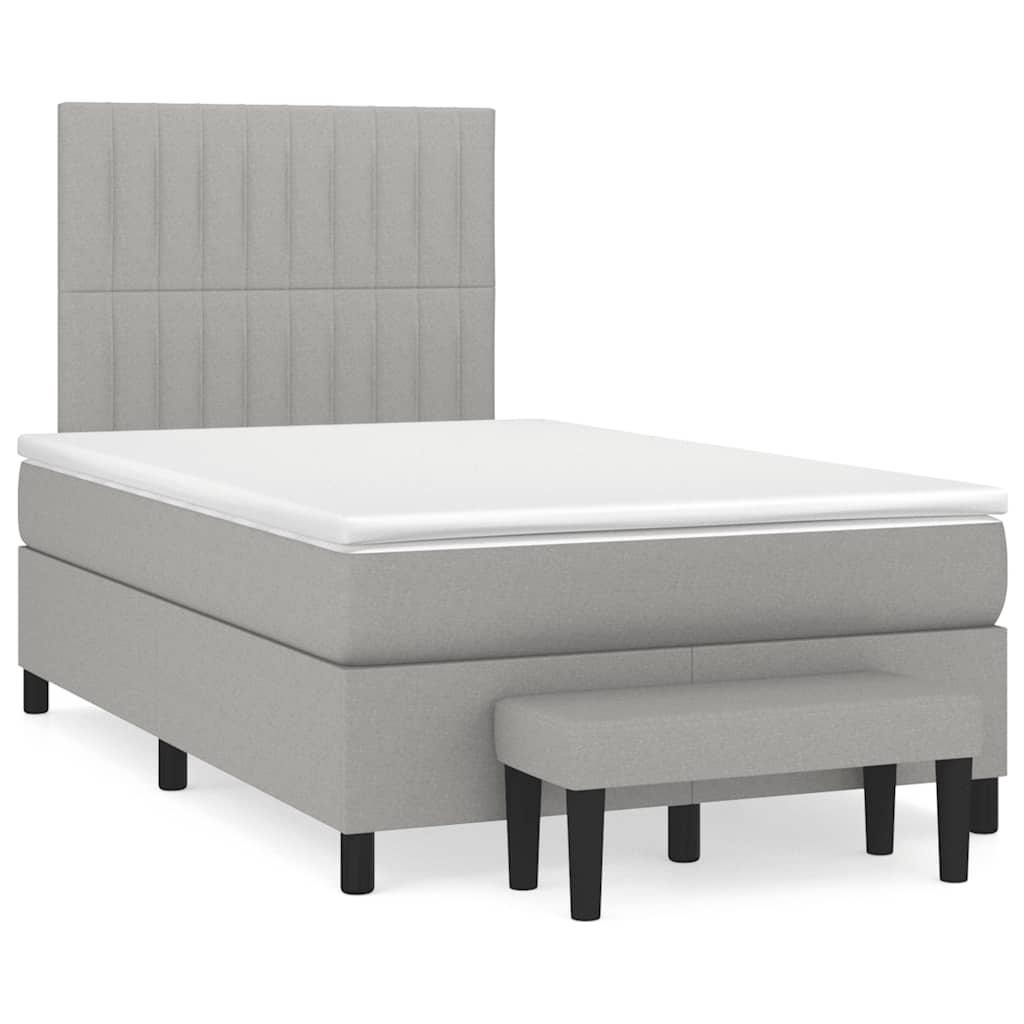 Sommier à lattes de lit et matelas gris clair 120x190 cm tissu - XIOS