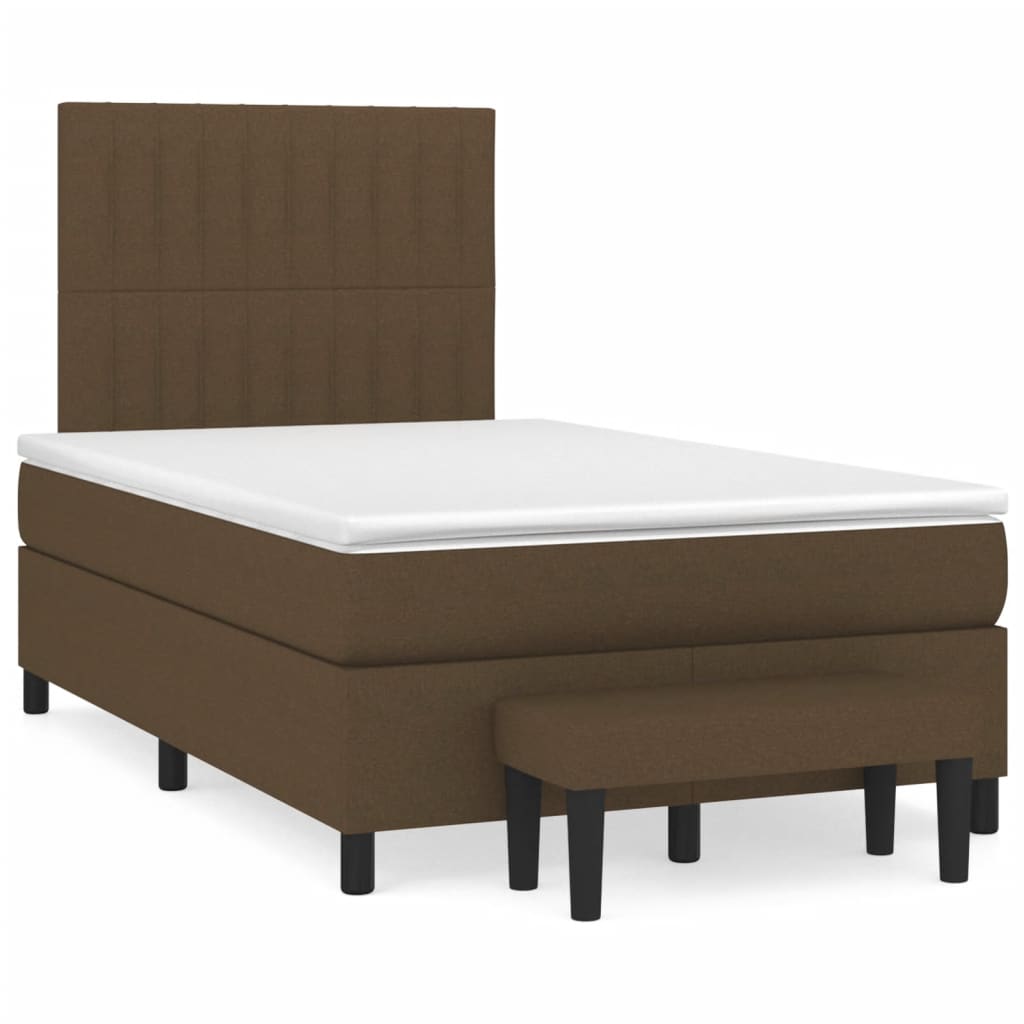 Sommier à lattes de lit et matelas marron foncé 120x190cm tissu - XIOS