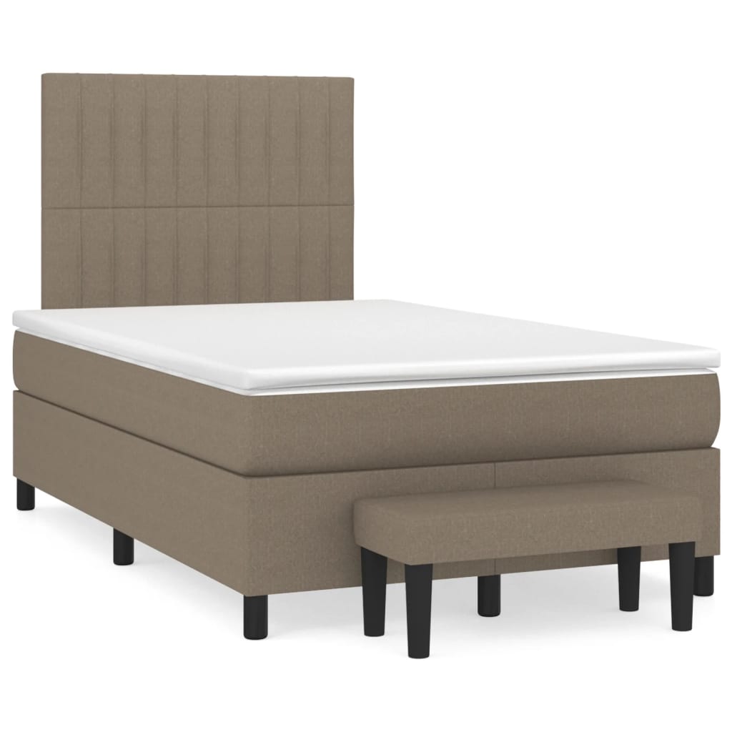 Sommier à lattes de lit avec matelas taupe 120x190 cm tissu - XIOS