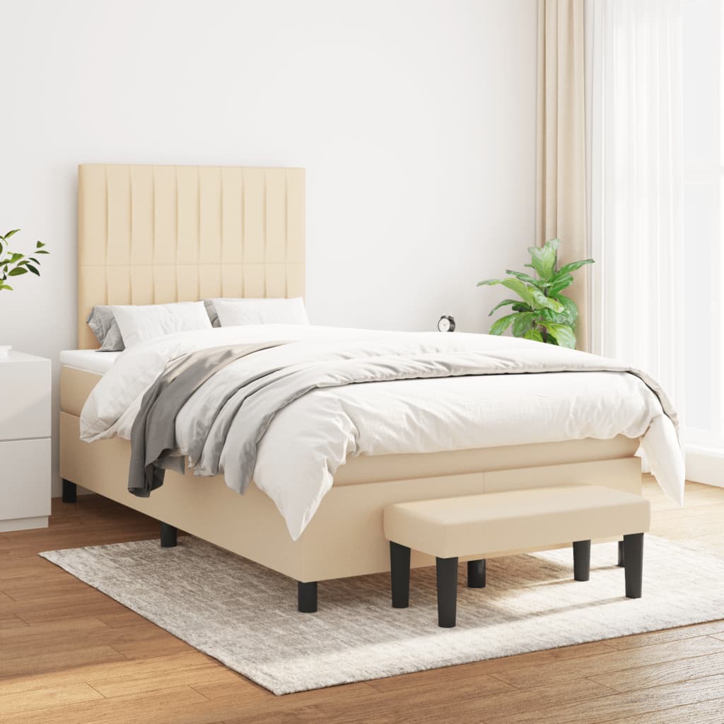 Sommier à lattes de lit avec matelas crème 120x190 cm tissu - XIOS