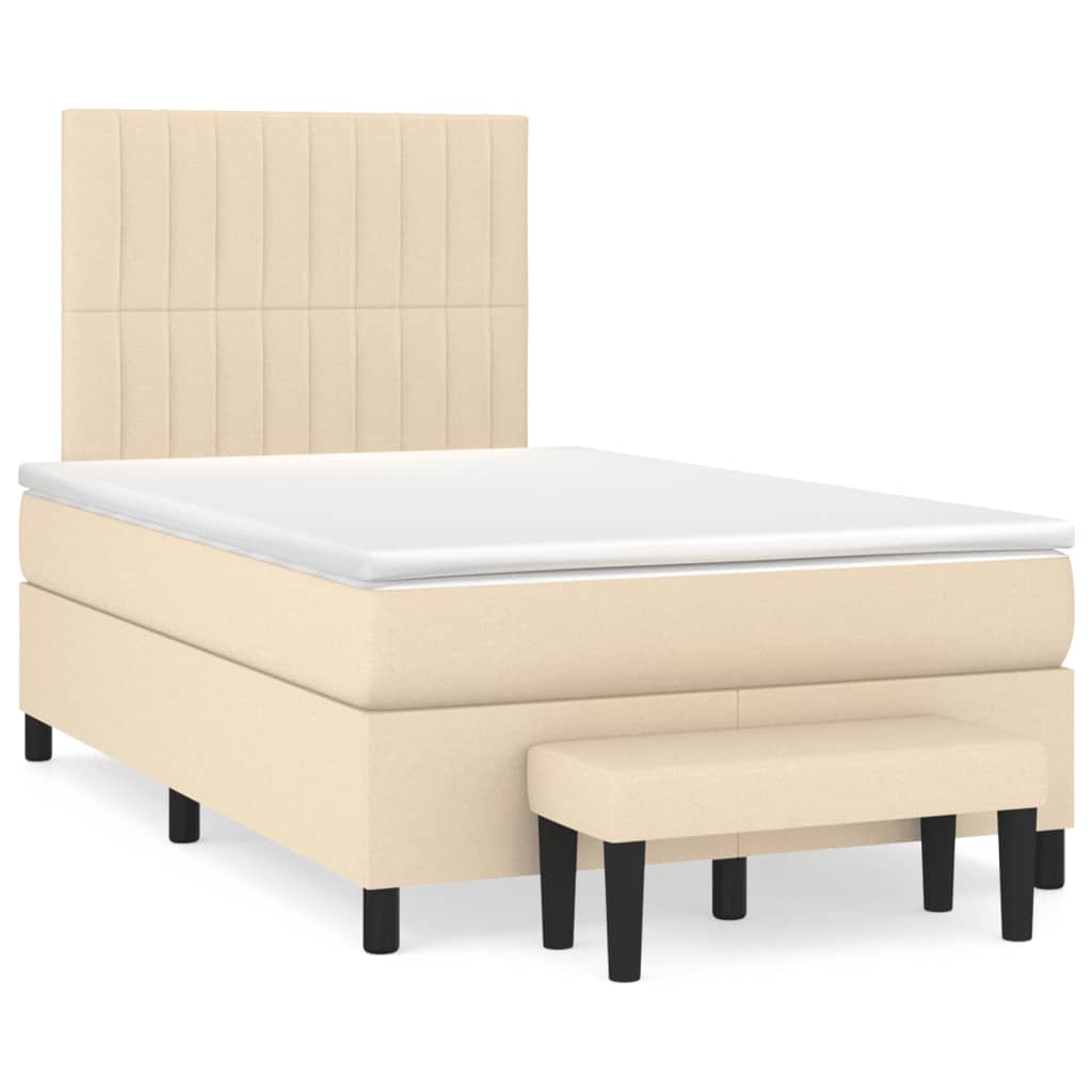 Sommier à lattes de lit avec matelas crème 120x190 cm tissu - XIOS