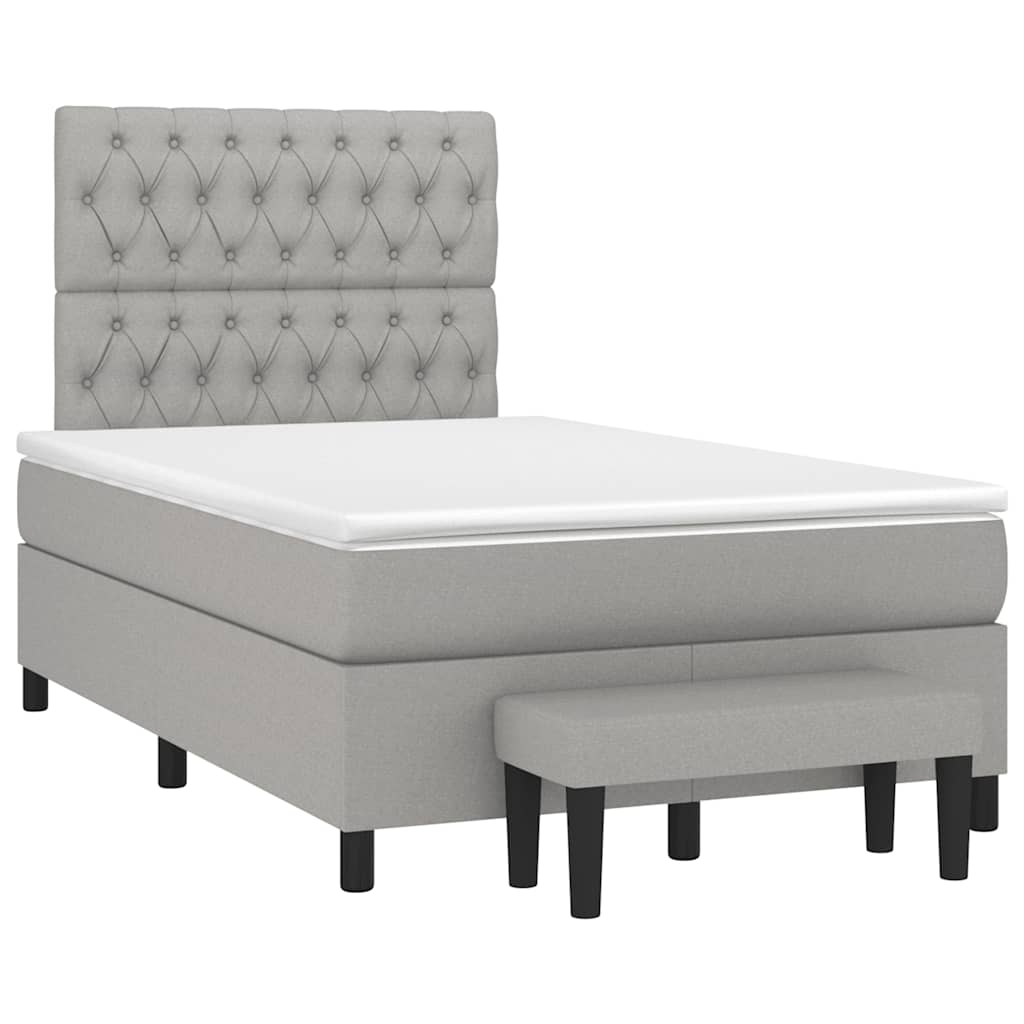 Sommier à lattes de lit et matelas gris clair 120x190 cm tissu - XIOS