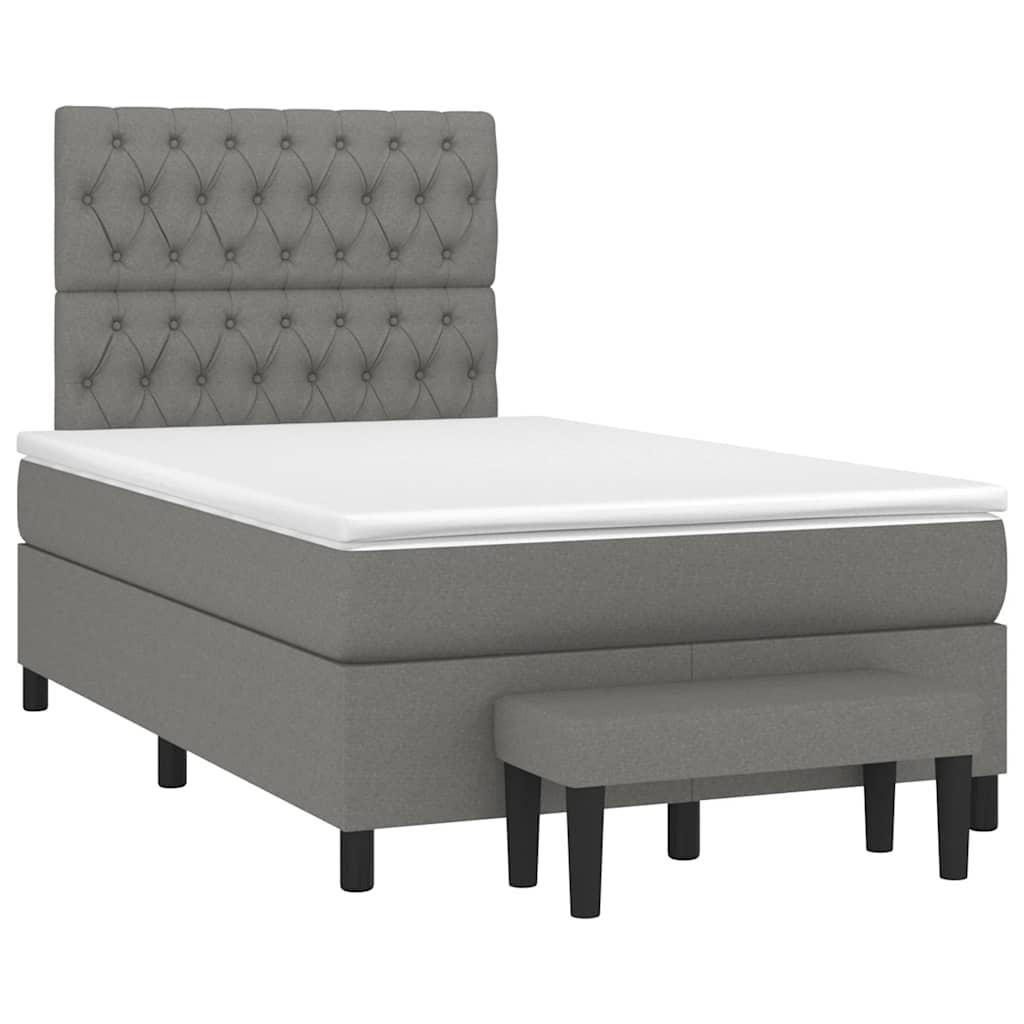 Sommier à lattes de lit avec matelas gris foncé 120x190cm tissu - XIOS