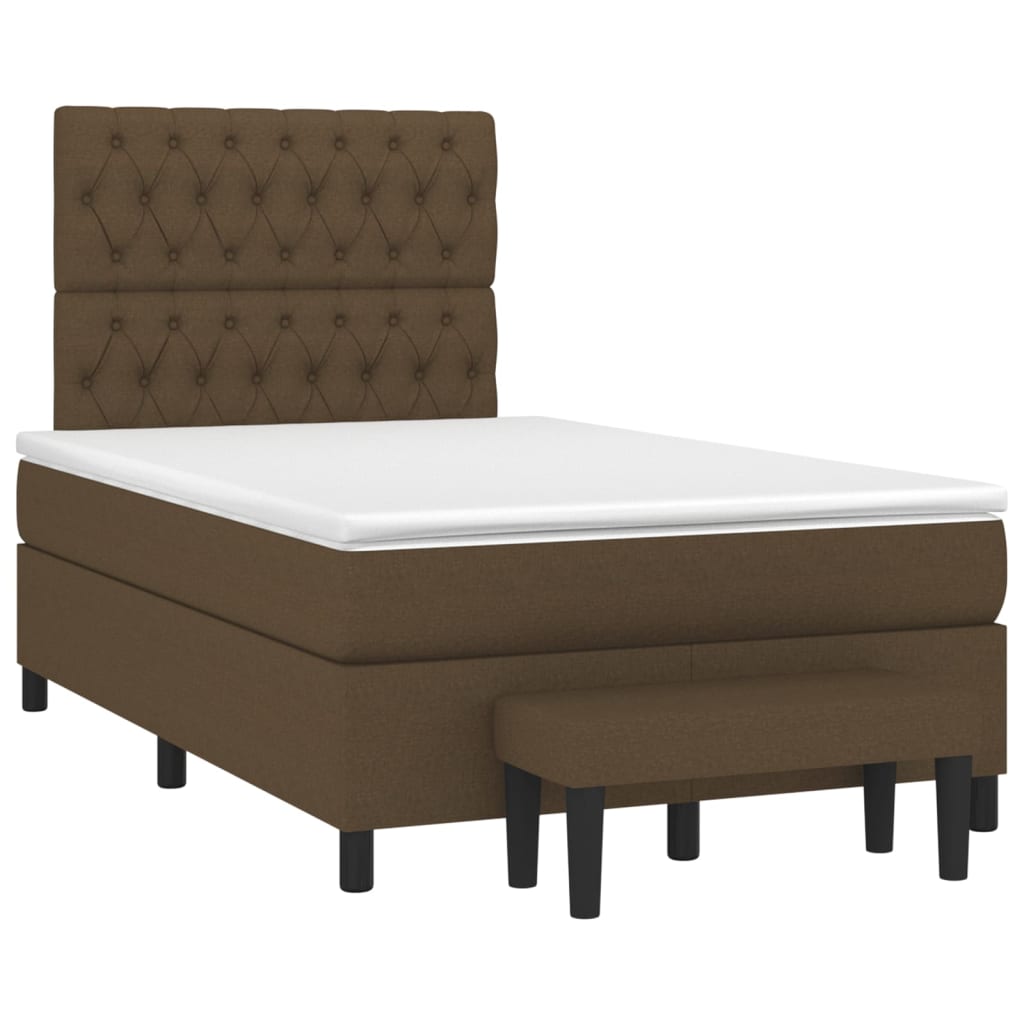 Sommier à lattes de lit et matelas marron foncé 120x190cm tissu - XIOS