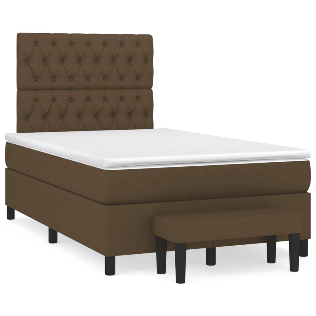 Sommier à lattes de lit et matelas marron foncé 120x190cm tissu - XIOS