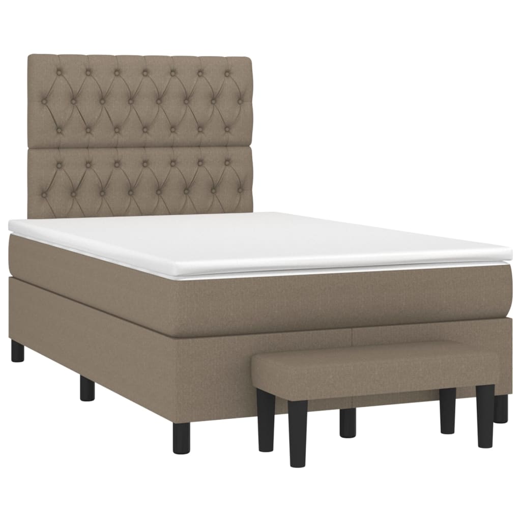Sommier à lattes de lit avec matelas taupe 120x190 cm tissu - XIOS