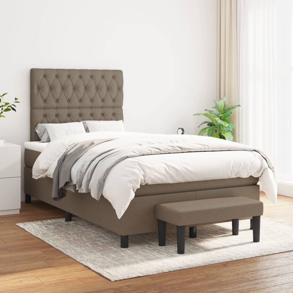 Sommier à lattes de lit avec matelas taupe 120x190 cm tissu - XIOS