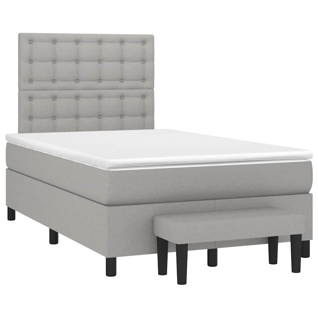 Sommier à lattes de lit et matelas gris clair 120x190 cm tissu - XIOS