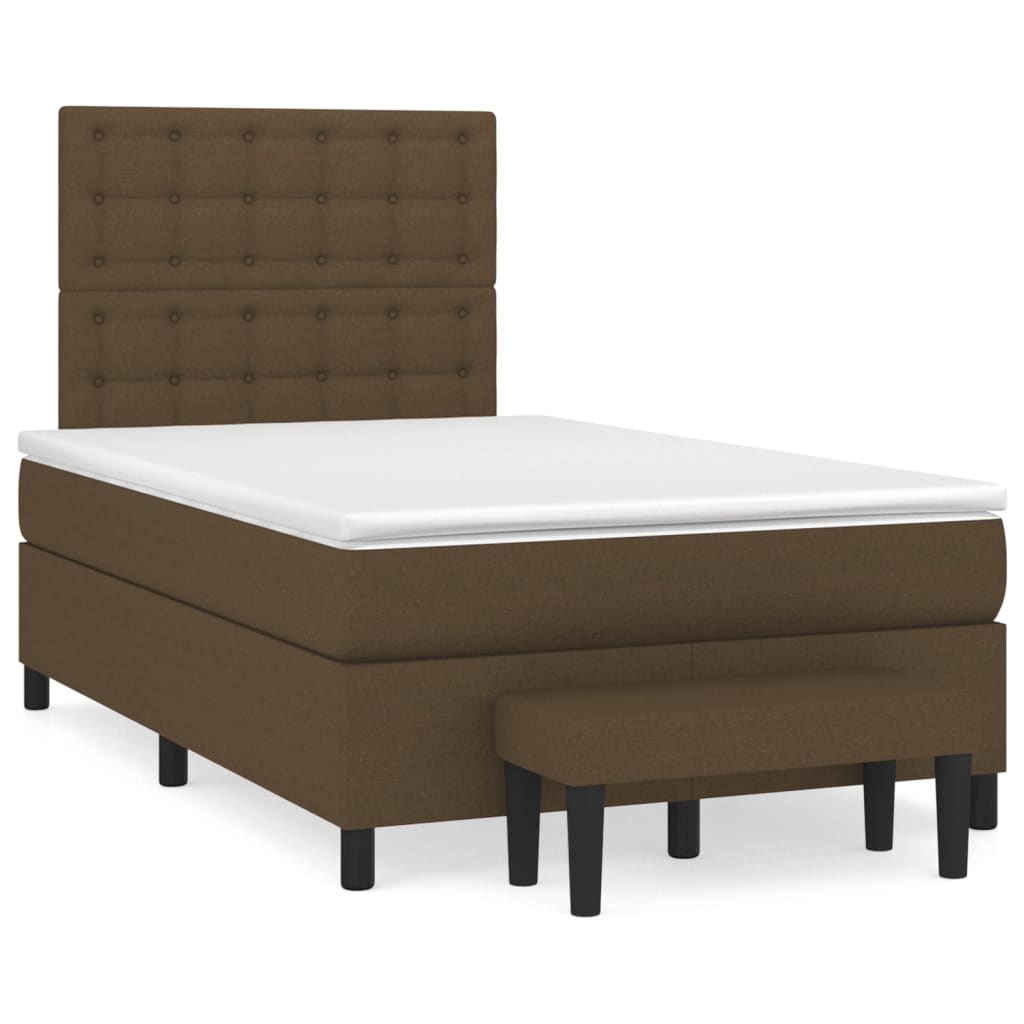 Sommier à lattes de lit et matelas marron foncé 120x190cm tissu - XIOS