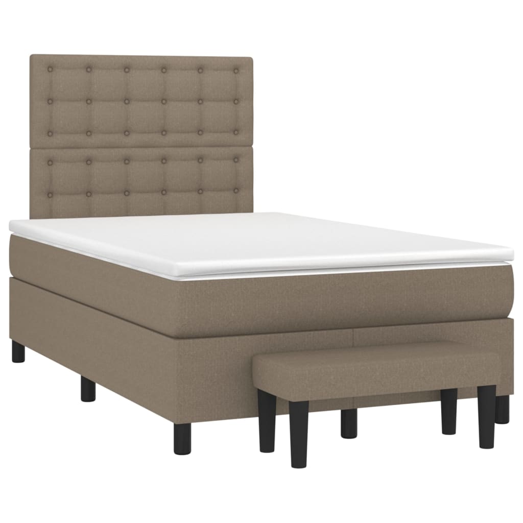 Sommier à lattes de lit avec matelas taupe 120x190 cm tissu - XIOS