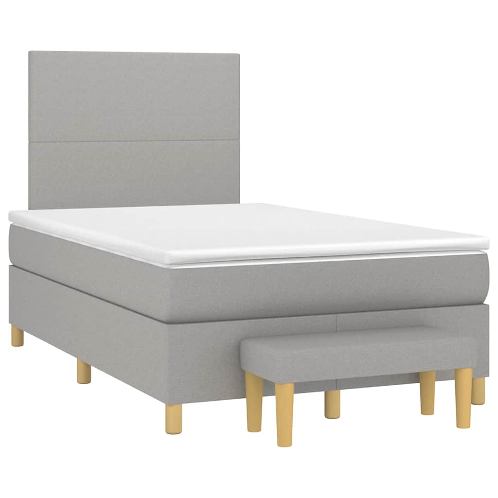 Sommier à lattes de lit et matelas gris clair 120x190 cm tissu - XIOS