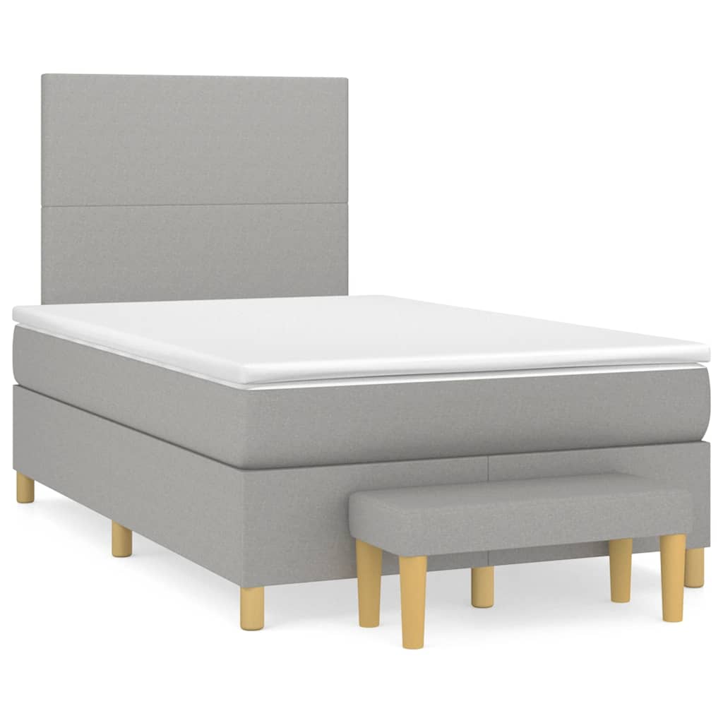 Sommier à lattes de lit et matelas gris clair 120x190 cm tissu - XIOS