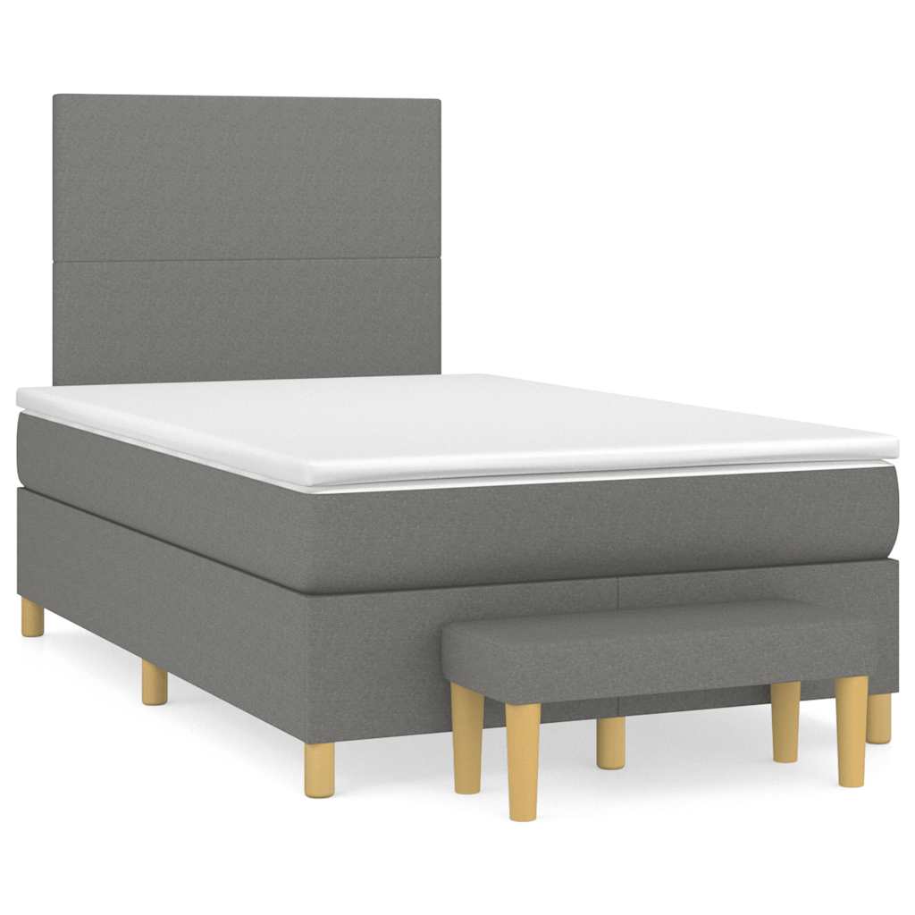 Sommier à lattes de lit avec matelas gris foncé 120x190cm tissu - XIOS