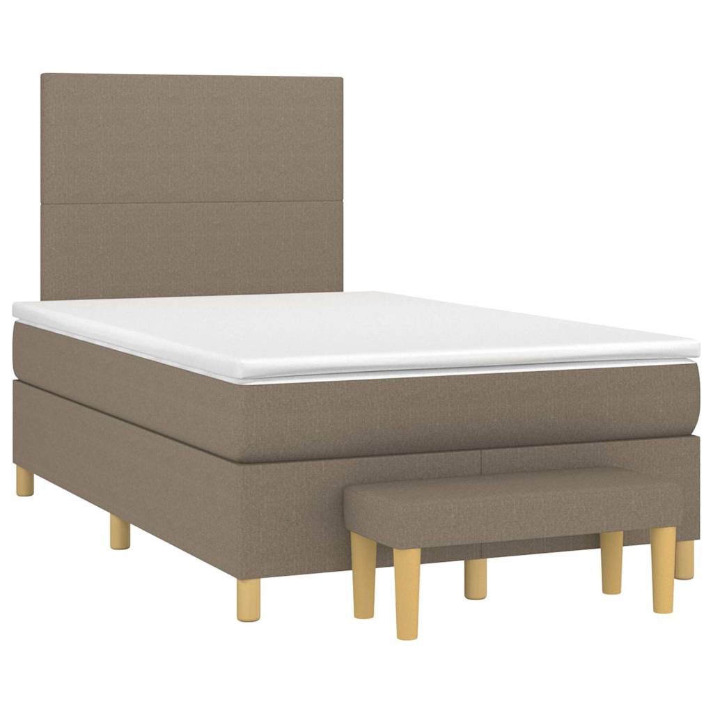 Sommier à lattes de lit avec matelas taupe 120x190 cm tissu - XIOS