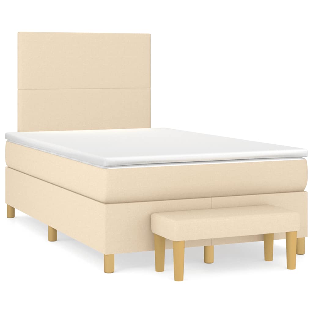 Sommier à lattes de lit avec matelas crème 120x190 cm tissu - XIOS