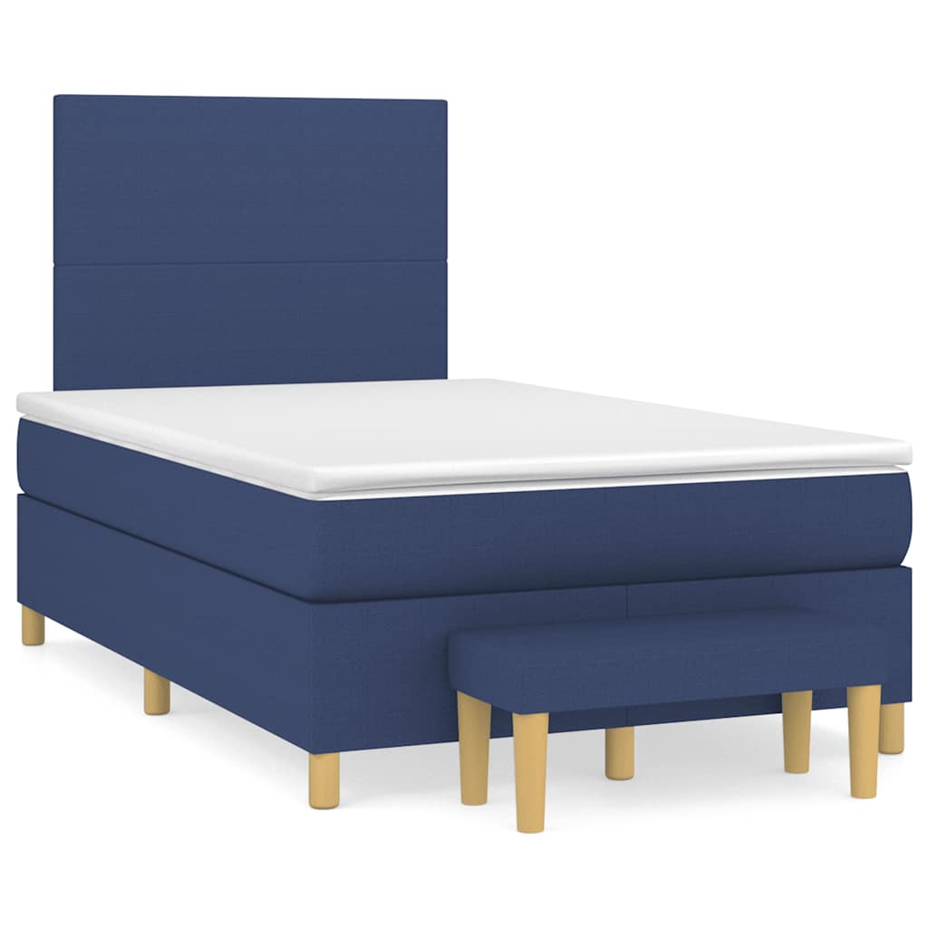 Sommier à lattes de lit avec matelas bleu 120x190 cm tissu - XIOS