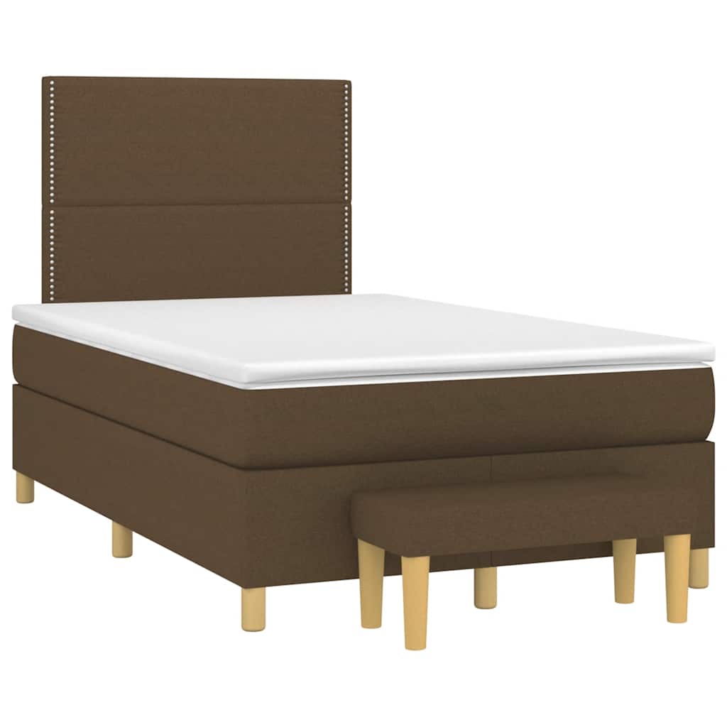 Sommier à lattes de lit et matelas marron foncé 120x190cm tissu - XIOS