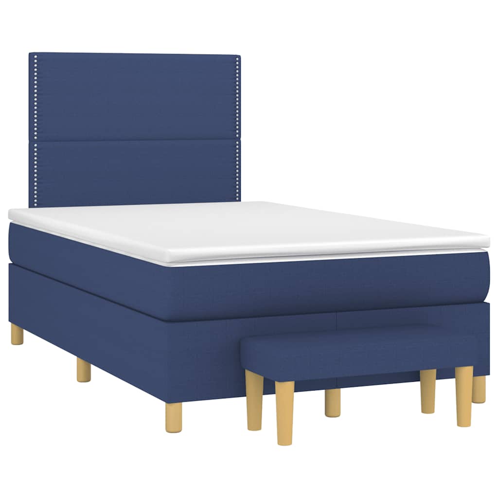 Sommier à lattes de lit avec matelas bleu 120x190 cm tissu - XIOS