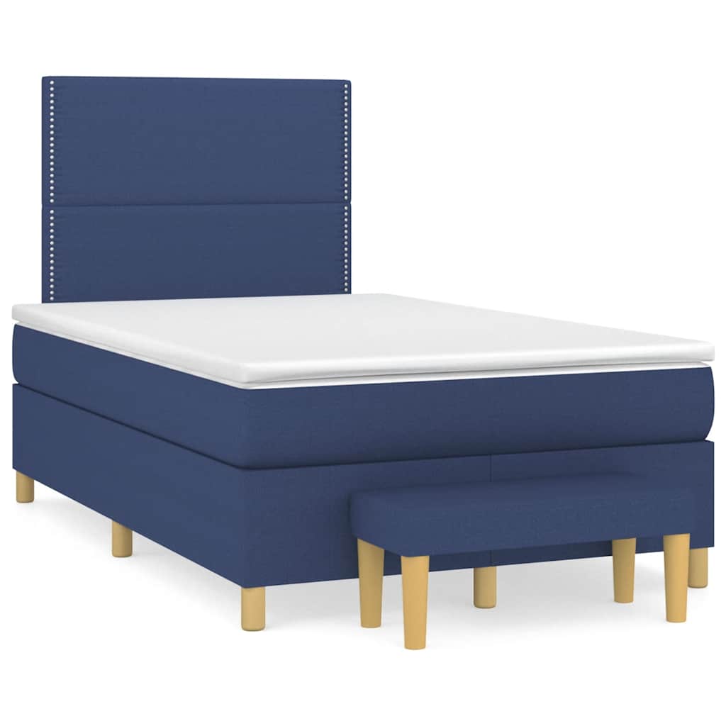 Sommier à lattes de lit avec matelas bleu 120x190 cm tissu - XIOS