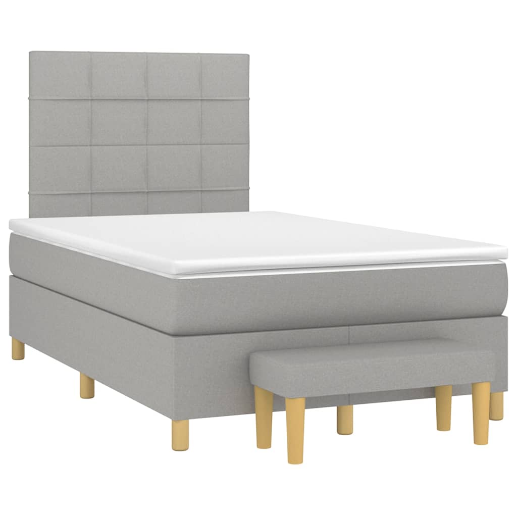 Sommier à lattes de lit et matelas gris clair 120x190 cm tissu - XIOS