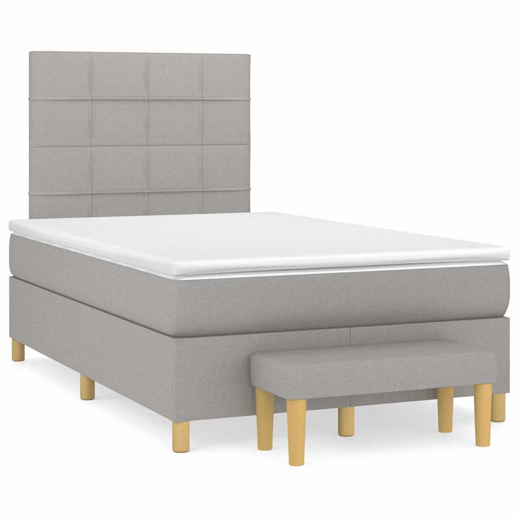 Sommier à lattes de lit et matelas gris clair 120x190 cm tissu - XIOS