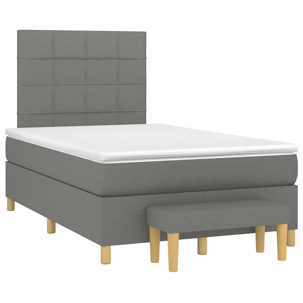 Sommier à lattes de lit avec matelas gris foncé 120x190cm tissu - XIOS
